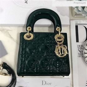 Dior Classic Lady Dior Mini Bag in Patent Leather Green/Gold (XXG-0021012)
