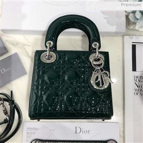 Dior Classic Lady Dior Mini Bag in Patent Leather Green/Silver  (XXG-0021011)