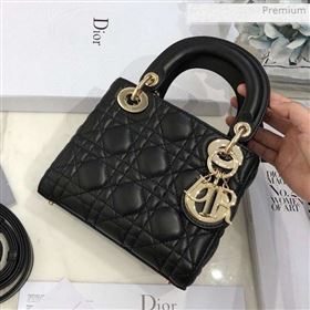 Dior Classic Lady Dior Lambskin Mini Bag Black/Gold (XXG-0021102)
