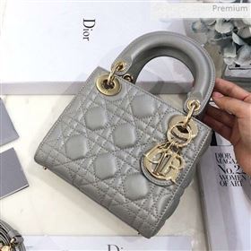 Dior Classic Lady Dior Lambskin Mini Bag Grey/Gold (XXG-0021103)
