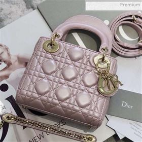 Dior Classic Lady Dior Lambskin Mini Bag Light Pink/Gold (XXG-0021104)