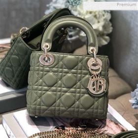 Dior Classic Lady Dior Lambskin Mini Bag Green/Gold (XXG-0021105)