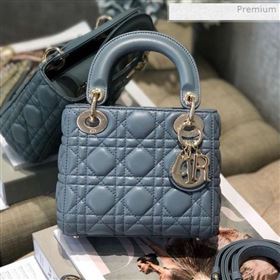 Dior Classic Lady Dior Lambskin Mini Bag Blue/Gold (XXG-0021107)