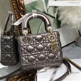 Dior Classic Lady Dior Metallic Leather Mini Bag Grey/Gold (XXG-0021111)
