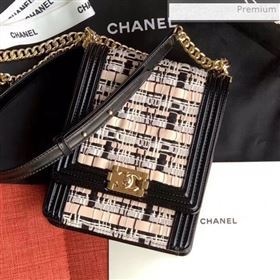 Chanel Woven Boy Vertical Flap Bag AS0130 Black 2020 (XING-0020407)