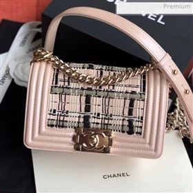 Chanel Woven Small Boy Flap Bag A67085 Pink 2020 (XING-0020409)