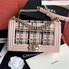 Chanel Woven Medium Boy Flap Bag A67086 Pink 2020 (XING-0020410)