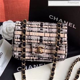Chanel Woven Mini Flap Bag Nude/Black 2020 (XING-0020411)