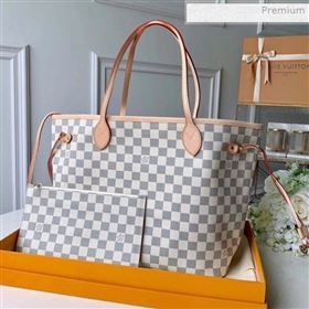 Louis Vuitton Neverfull MM Damier Azur Canvas Tote Bag N41361 Vintage White (KI-0020436)