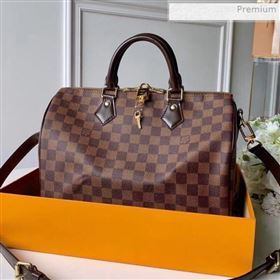 Louis Vuitton Speedy Bandoulière 30 Damier Ebene Canvas Top Handle Bag N41367 (KI-0020444)