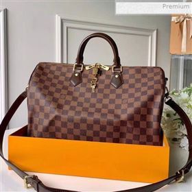 Louis Vuitton Speedy Bandoulière 35 Damier Ebene Canvas Top Handle Bag N41366 (KI-0020445)