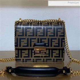 Fendi Kan U Small FF Calfskin Flap Bag Brown/Black 2020 (SU-0020901)