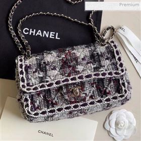 Chanel Tweed Small Flap Bag Gray/Red 2019 (XING-0021206)