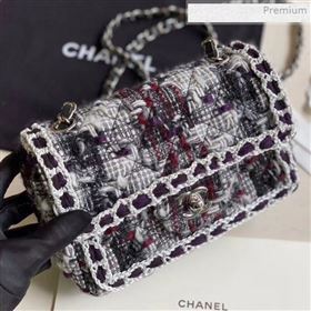 Chanel Tweed Medium Flap Bag Gray/Red 2019 (XING-0021207)