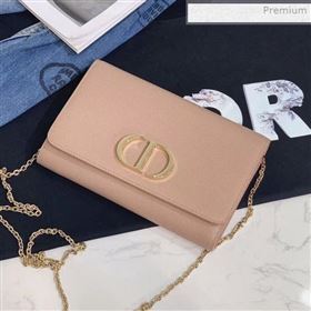 Dior 30 Montaigne CD Grained Calfskin Wallet on Chain WOC Nude 2019 (XXG-0021203)