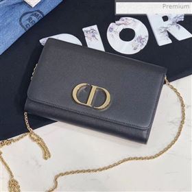 Dior 30 Montaigne CD Grained Calfskin Wallet on Chain WOC Black 2019 (XXG-0021202)