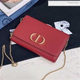 Dior 30 Montaigne CD Grained Calfskin Wallet on Chain WOC Red 2019 (XXG-0021204)