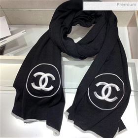 Chanel CC Cashmere Silk Scarf 100x200cm Black (WNS-0021306)