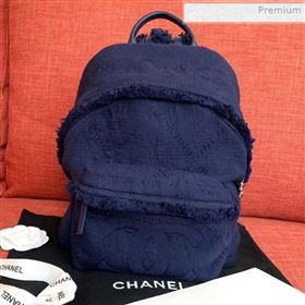 Chanel Fabric Fringe Backpack Navy Blue 2019 (XING-0021308)
