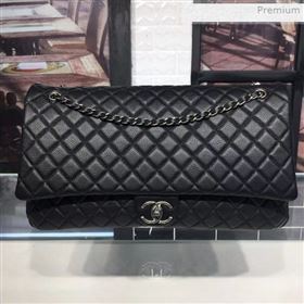 Chanel Quilted Calfskin Maxi Classic Flap Boarding Bag A91169 Black/Silver 2020 (KS-0021317)