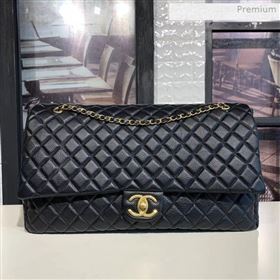 Chanel Quilted Calfskin Maxi Classic Flap Boarding Bag A91169 Black/Gold 2020 (KS-0021316)