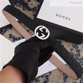 Gucci GG Embossed Calfskin Belt 25mm with Interlocking G Buckle Black/White/Coffee/Red (SJ-0021409)