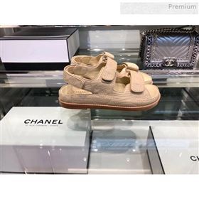 Chanel CC Strap Flat Sandals G3445 Beige 2020 (XO-0021401)