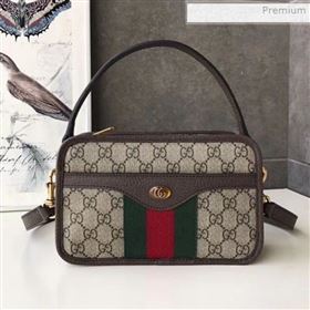 Gucci Ophidia GG Canvas Shoulder Bag 598130 Brown Leather (DLH-0021616)