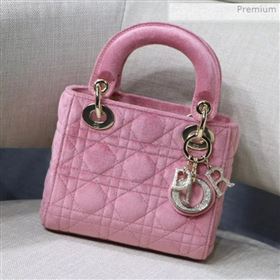 Dior Lady Dior Mini Bag in Cannage Velvet Pink 2019 (XXG-0021622)