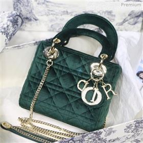 Dior Lady Dior Mini Bag in Cannage Velvet Green 2019 (XXG-0021620)