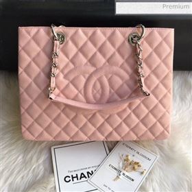 Chanel Grained Calfskin Grand Shopping Tote GST Bag Pink/Silver (FM-0021714)