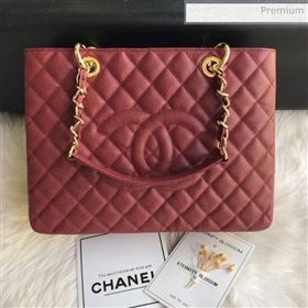 Chanel Grained Calfskin Grand Shopping Tote GST Bag Dark Brown/Gold (FM-0021717)