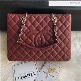 Chanel Grained Calfskin Grand Shopping Tote GST Bag Dark Brown/Silver (FM-0021718)