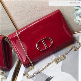 Dior 30 Montaigne CD Patent Calfskin Wallet on Chain WOC Red 2019 (XXG-0021724)