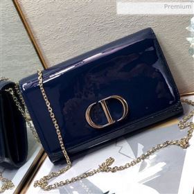 Dior 30 Montaigne CD Patent Calfskin Wallet on Chain WOC Navy Blue 2019 (XXG-0021726)