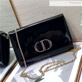 Dior 30 Montaigne CD Patent Calfskin Wallet on Chain WOC Black 2019 (XXG-0021723)
