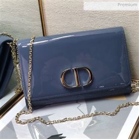 Dior 30 Montaigne CD Patent Calfskin Wallet on Chain WOC Light Blue 2019 (XXG-0021727)