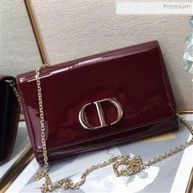 Dior 30 Montaigne CD Patent Calfskin Wallet on Chain WOC Burdundy 2019 (XXG-0021725)