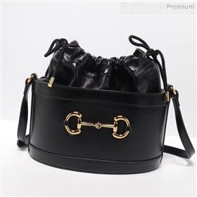 Gucci 1955 Horsebit Bucket Bag 602118 Black Leather 2019 (DLH-9111902)