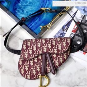 Dior Saddle Oblique Jacquard Canvas Belt Bag Burgundy 2019 (XXG-0021912)