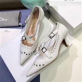 Dior Teddy-D Cross Straps Pump in Brushed and Perforated Leather White 2020 (JINC-9120603)