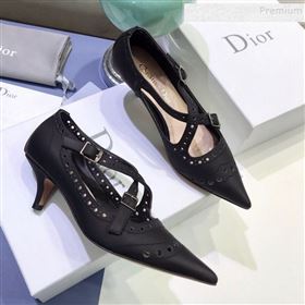 Dior Teddy-D Cross Straps Pump in Brushed and Perforated Leather Black 2020 (JINC-9120602)