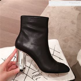 Chanel Lambskin Logo Heel Zipped Short Boots Black 2020 (KL-9120607)