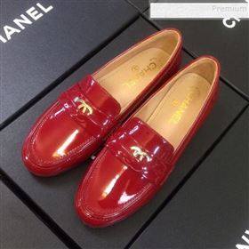 Chanel Patent Calfskin Flat Loafers G35110 Red 2020 (DLY-9120610)