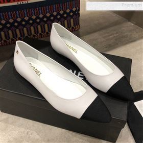 Chanel Calfskin Flat Ballerinas G35389 White 2019 (DLY-9120619)