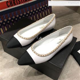 Chanel Calfskin Chain Ballerinas G35389 White 2019 (DLY-9120616)