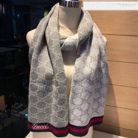 Gucci GG Cashmere Web Scarf 30x190cm Grey 2019 (XMN-9120644)