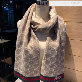 Gucci GG Cashmere Web Scarf 30x190cm Beige 2019 (XMN-9120646)