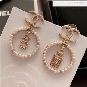 Chanel Bottle 5 Pearl Hoop Earrings AB2921 2019 (YF-9120659)