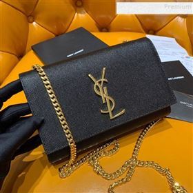 Saint Laurent Kate Small Bag in Grained Leather 469390 Black/Gold 2019 (JD-9120522)